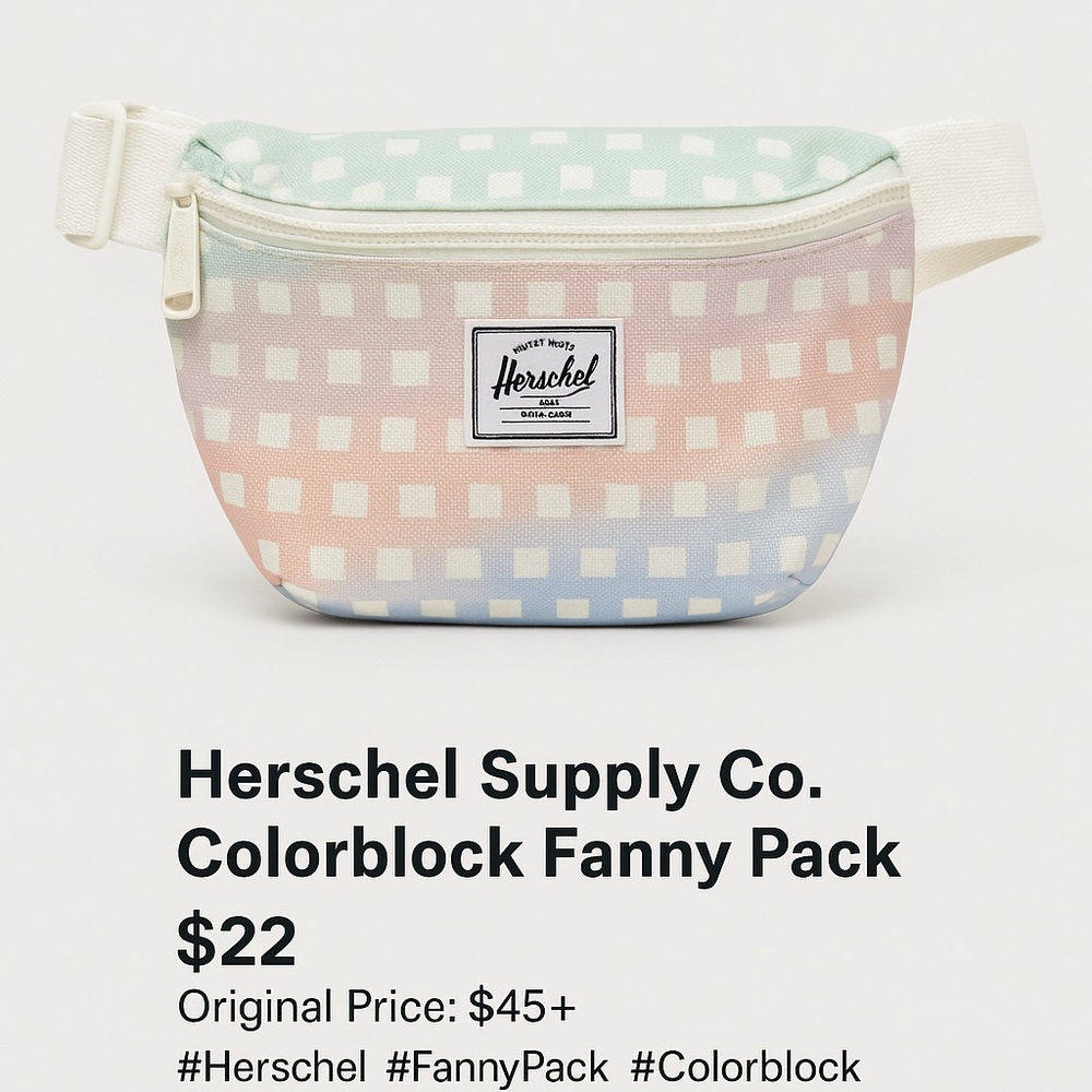 Herschel Supply Co. Colorblock Fanny Pack – White Strap, Multicolor 🏁